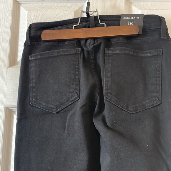 Just black denim distressed hem high rise black jeans punk goth rocker biker - Picture 6 of 9